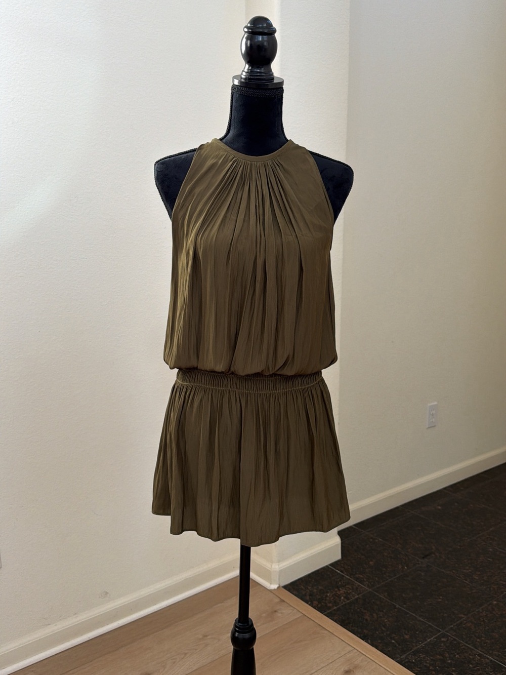 Ramy Brook Paris Olive Drop Waist Mini Dress Size S